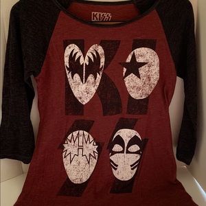 Screen printed KISS long sleeve baseball tee💋